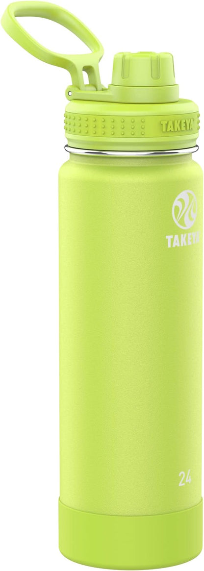 Takeya Actives 24 oz Vacuum Insulated Stainless Steel Water Bottle with Spout Lid, Premium Quality, Citron Green