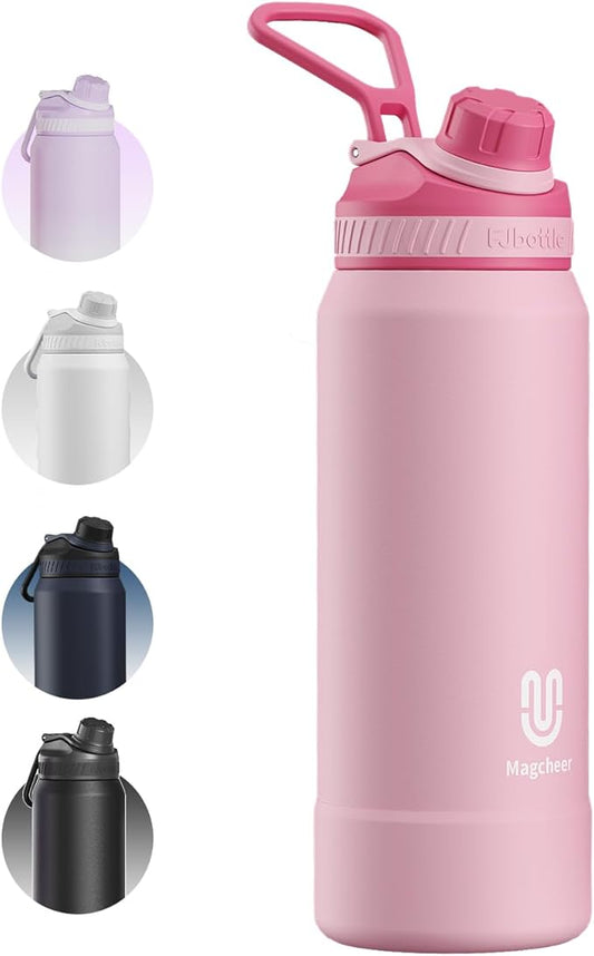 32oz Insulated Water Bottle| Double-Wall Vacuum Stainless Steel, Wide Mouth Design, Leak-Proof Reusable Bottle for Gym, Sports & Daily Hydration - RedPink