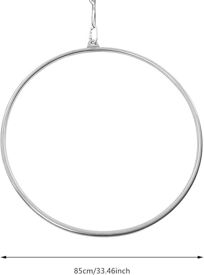 LYNICESHOP Complete Professional Aerial Hoop Kit, 115 kg/253 lbs Heavy-Duty Aerial Lyra with Certified Strength Test, 210 Stainless Steel Aerial Hoop for Dance, Acrobatics & Fitness Training