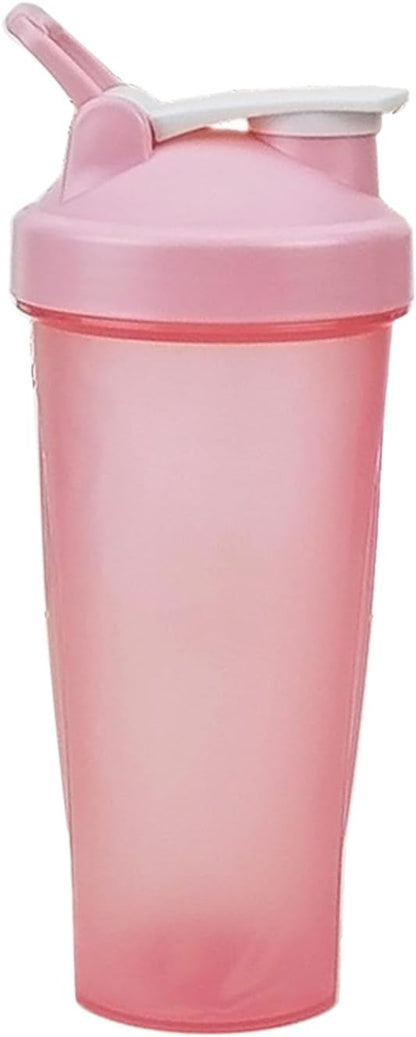 ZJchao Protein Shaker Bottle, 20oz Protein Shaker Water with Loop Balls Leak Proof for Pre Workout Outdoor Sports Gym Fitness (Pink) (Pink)