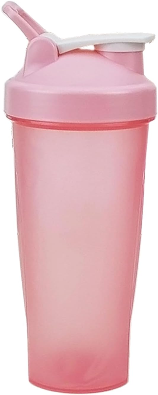 ZJchao Protein Shaker Bottle, 20oz Protein Shaker Water with Loop Balls Leak Proof for Pre Workout Outdoor Sports Gym Fitness (Pink) (Pink)