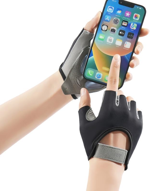 Women's Workout-Gloves Fingerless-Breathable-Mesh-Gloves with Non-Slip Grip for Cycling Gym Fitness