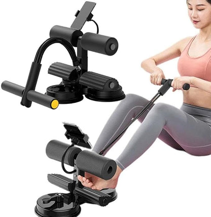 Sit Up Bar Floor - Portable Abs Exercise Equipment with 700kg Strong Suction Cups, Auto-Counting, Adjustable Height Home Workout Ab Master Assistant with Phone Holder & Drawstring Resistance
