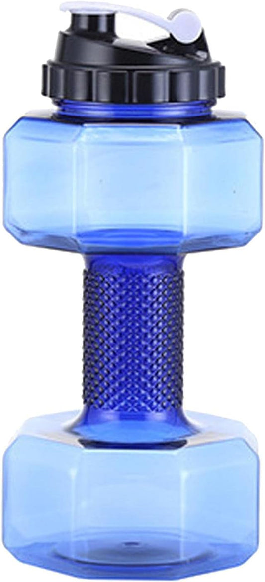 Big Capacity PETG Friendly Cup Dumbbell Shape Drinking Water Bottles Barbell Kettle Body Training Bottle () for Outdoor Camping Travel