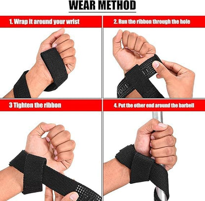 QTF Lifting Wrist Straps for Weightlifting, Gym Wrist Wraps Padded Wrist Support Wraps, Bodybuilding, Powerlifting, Deadlifting and Secure Grip