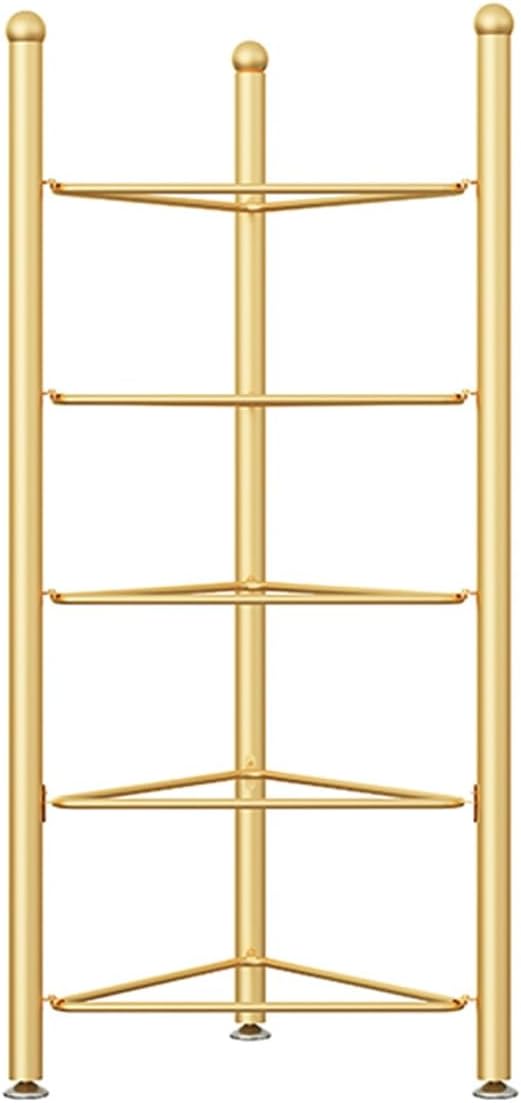 Balance Ball Half Rack 3/5/6/7 Tiers, Iron Half Exercise Balls Holder for Half Ball & Yoga Ball, Home Gym Studios Standing Half Ball Balance Trainer Shelf(Gold,5 Layer - 51jin)
