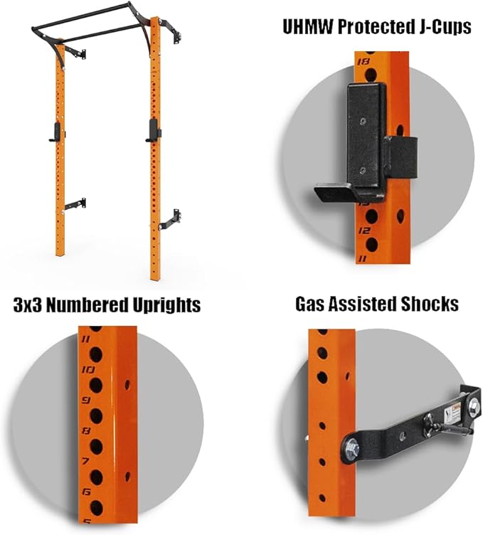 PRx Performance Profile® PRO Squat Rack 3x3 with Kipping or Multi-Grip Pull Up Bar, 89" or 95" Uprights As Seen On Shark Tank Wall Mounted Home Garage Gym Exercise System
