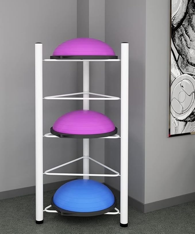 Organizer Rack Home Gym Exercise Half Balance Ball Trainer Holder Storage Rack - Home Fitness Gym Workout Equipment 3/5/6/7 Tier Floor Stand Corner Storage Organizer for Basketball Bowling Medicine Yo