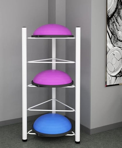 Balls Home Schools Display Rack Half Exercise Ball Trainer Storage Rack - 5 Tier Floor Stand Half Circle Balance Ball Holder Storage Organizer for Home Gym Fitness Equipment (White)