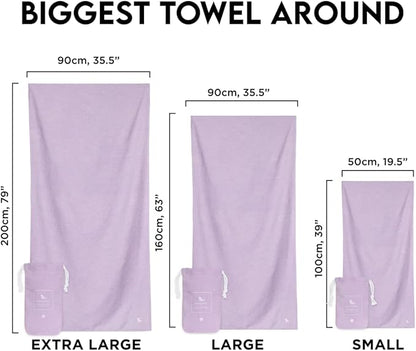 Dock & Bay Beach Towel - Quick Dry, Sand Free - Compact, Lightweight - 100% Recycled - Includes Bag - Essential - Meadow Lilac, Large (160x90cm, 63x35)