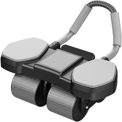 3-Wheel Ab Roller with Flexible Handle, Core Exercise Equipment, Black and Gray