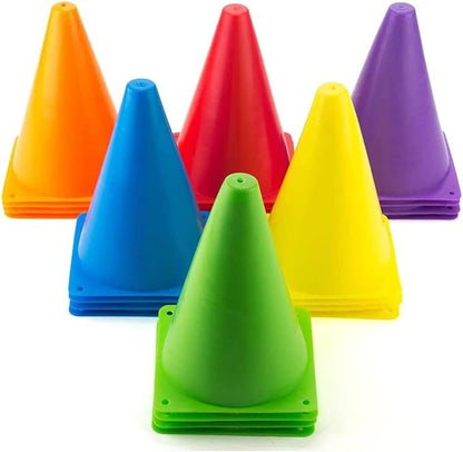 Faswin 30 Pack Soccer Cones, 7 Inch Colored Cones for Sports, Traffic Cones Training Agility Field Marker Plastic Cone for Skating, Football, Games, Indoor Outdoor Activity & Festive Events, 6 Colors