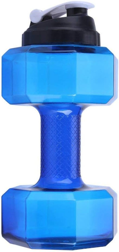 2.2L Dumbbell Shaped Exercise Water Bottle, Large Capacity Fitness Gym Training Bottle with Handle Leakproof Sports Hydration Jug for Running, Cycling, Yoga, Outdoors (Blue)
