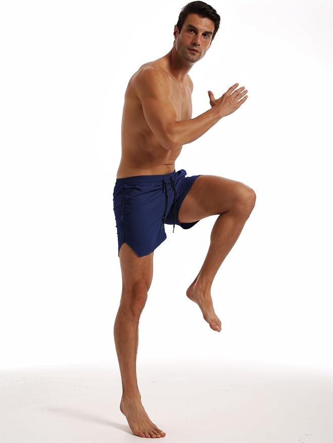 FLYFIREFLY Men's Gym Workout Shorts Quick Dry Lightweight Athletic Shorts Running Bodybuilding Training with Towel Loop