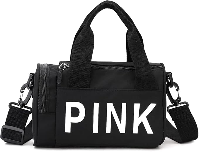 Mini Small Crossbody Bag Gym Bag for Women Men, Cute Small Duffle Bag Aesthetic Sports Handbag, Waterproof Gym Tote Bag Portable Fitness Shoulder Bag for Sports Travel (Black-a)