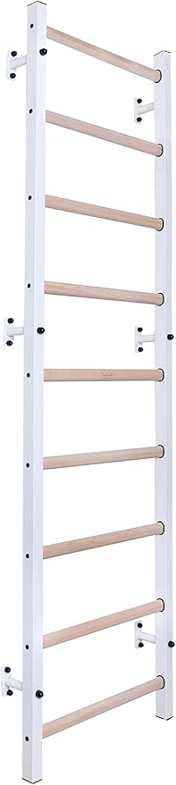 Wooden Swedish Ladder Wall Stall Bar - Indoor Chin Up Bar Workout Equipment for Home Exercise, Physical Therapy, Gymnastics, Fitness