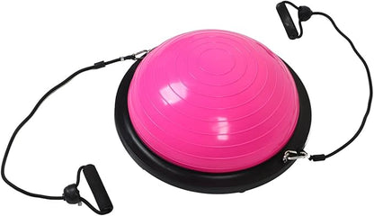 Half Ball Balance Trainer Stability Yoga Exercise Ball with Bands and Pump for Home Gym Core Training Yoga Fitness Abdominal Training, 18.1 Inch Anti-Slip