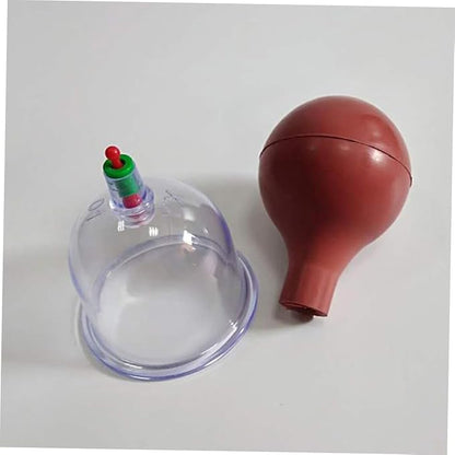 FRCOLOR 6pc Vacuum Cupping Set with Rubber Ball Chinese Body Therapy Cups for Safe Use Transparent Design for Pressure for Muscle Recovery and Relaxation
