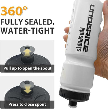 UICE Hockey Water Bottle 25.3oz 2 Pack - Leakproof Sport Water Bottles with Short/Long Nozzle Lids for Hockey/Lacrosse/Baseball/Softball/Football/Fitness,Black