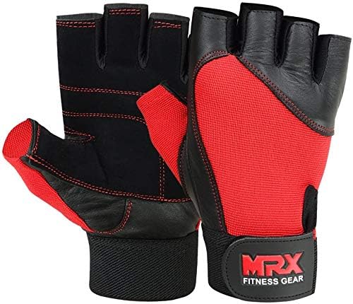MRX Weight Lifting Gloves Gym Training Bodybuilding Fitness Powerlifting Workout Weightlifting Gloves Genuine Leather for Men & Women