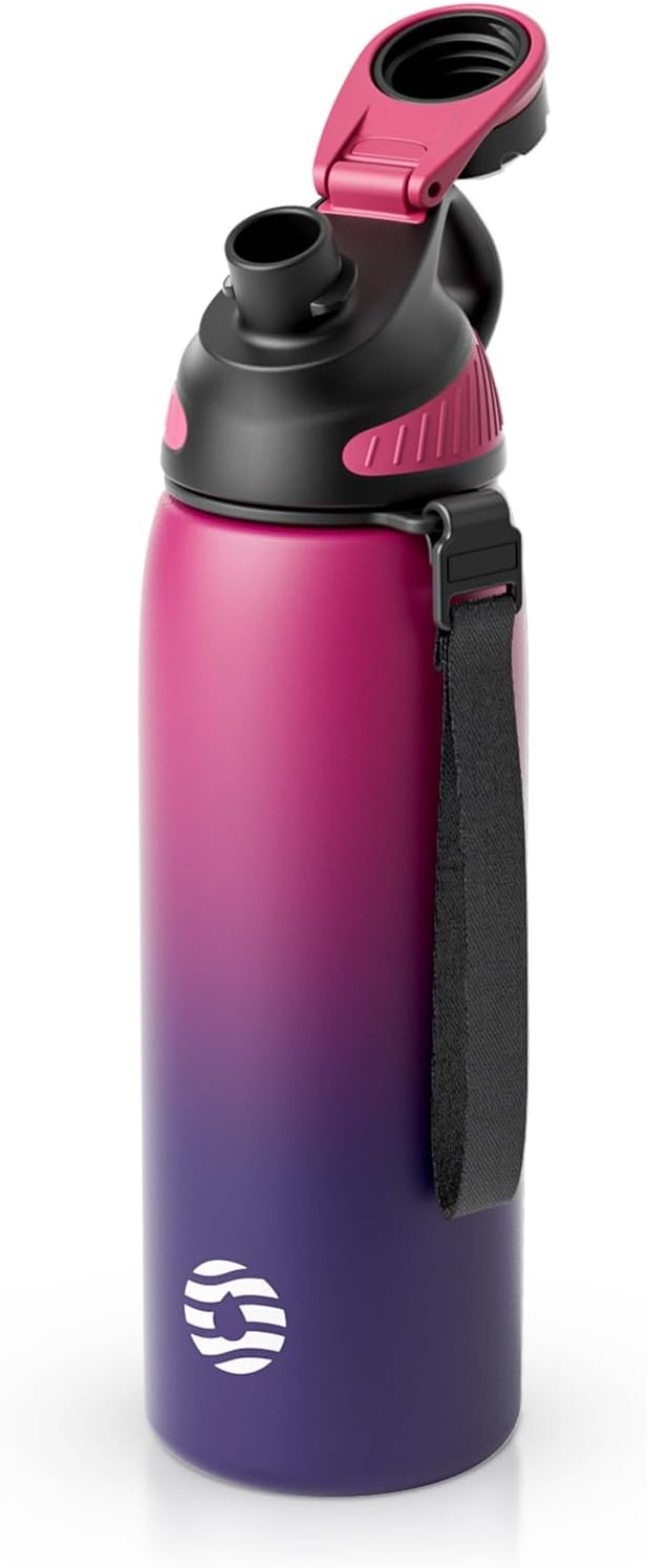 Fjbottle Insulated Stainless Steel Water Bottle, 24 Oz Leakproof Water Bottles, Ice Reusable Tumbler, Double Wall Vacuum Jug, Lightweight Durable for Traveling & Sports, Workout, 24oz