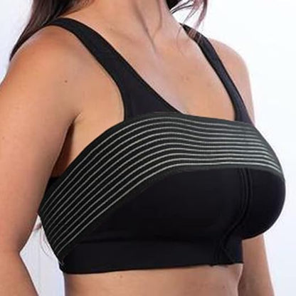 Post Surgery Breast Implant Stabilizer and Chest Compression Support Band, Breast Augmentation and Reduction Strap Bandage, One Size Fit Most (Black)