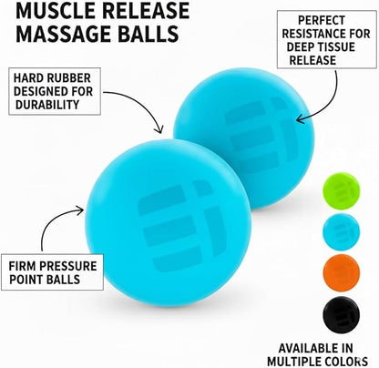 Massage Lacrosse Balls for Myofascial Release - Trigger Point Therapy Ball Set for Deep Tissue Relief - Foot Massage Ball Roller for Plantar Fasciitis - 4 Pack (Electric Blue)