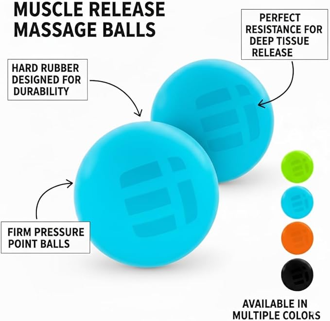 Massage Lacrosse Balls for Deep Tissue Relief - Trigger Point Therapy Ball Set for Plantar Fasciitis, Myofascial Release for Back, Shoulder, Foot - Massage Ball Roller - 2 Pack (Electric Blue)