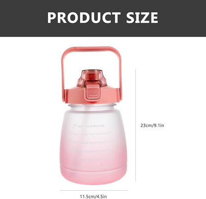 1200ml Sports Water Bottle with Drinking Time Marker Frosted Large Capacity Fitness Water Jug Portable Red for Outdoor Exercise and Gym Use