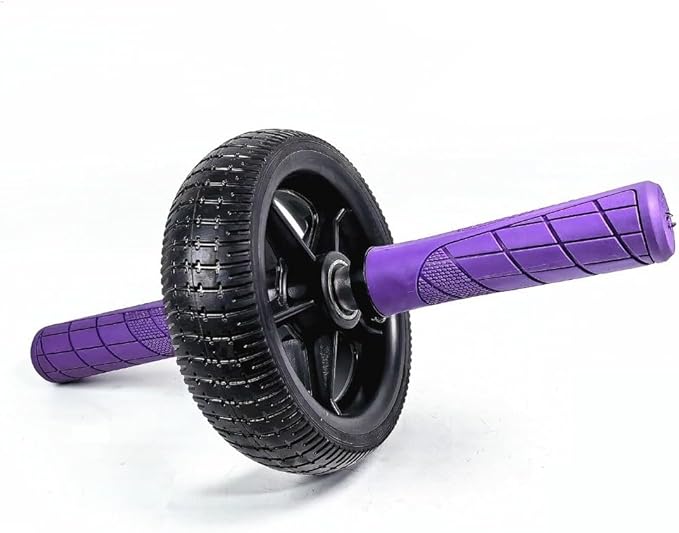 Home Fitness Abdominal Exerciser with Single Wheel, Durables 500 lb Load Capacity, Ergonomic 150 mm EVA Handle, Textured Non-Slip Tire for Stable Rolling on Multiple Surfaces(black+purple)