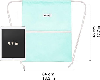 WANDF Drawstring Backpack String Bag Sackpack Cinch Water Resistant Nylon for Gym Shopping Sport Yoga (Mint Green)