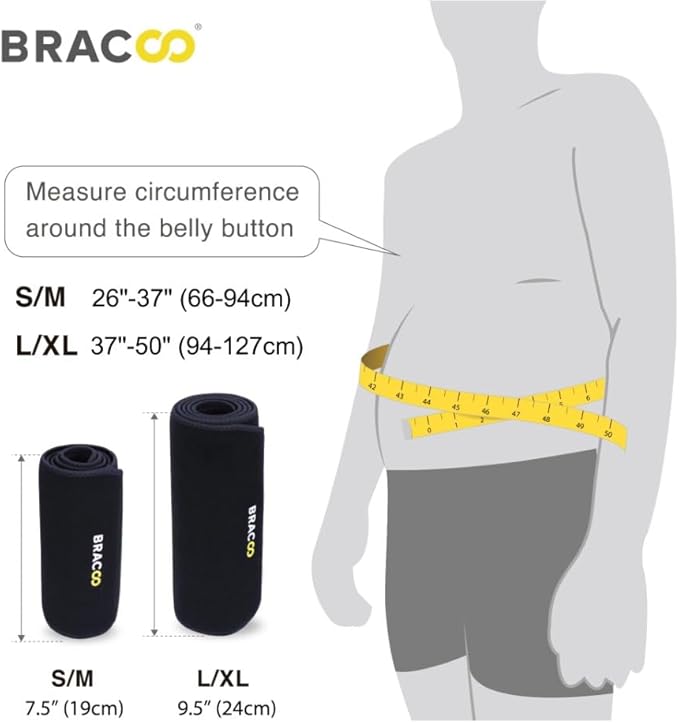 Bracoo Waist Trimmer Sweat Band for Women & Men, Sauna Belt for Lower Belly Fat, Adjustable Stomach Wrap for Workout, SE22