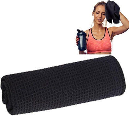 Premium Waffle Weave Sports Towel - Ultra Absorbent Microfiber Gym Towel - Quick Dry, Non-Slip, Super Soft - Ideal for Workout, Yoga, Running, Fitness - 15.75" x 23.6" (Black)