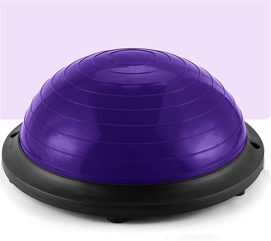Thickened Half Ball Balance Trainer, Foot Pedal Stability Ball for Home Gym, Yoga Pilates Equipment, Exercise Ball with Base for Core Strength, Flexibility and Balance Training(Purple)