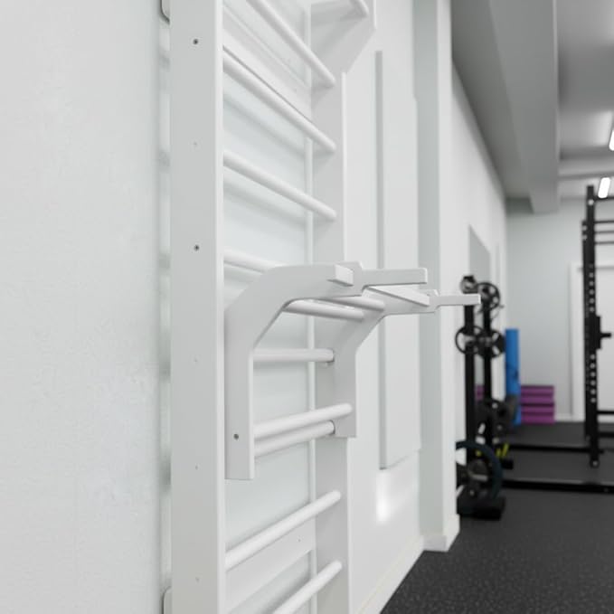 2in1 Wooden Wall Stall Bars with Pull Up bar and Dip Bar