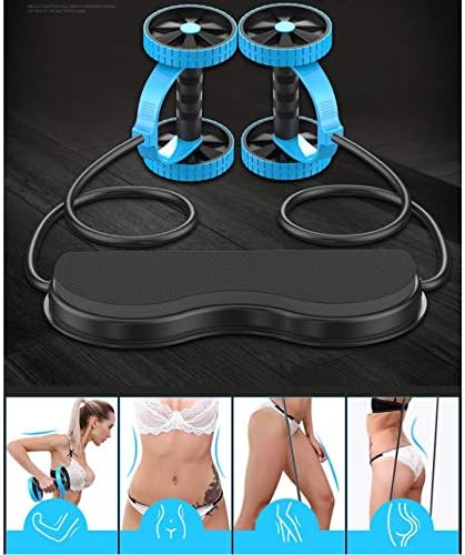 Men Ab Roller Wheel with Resistance Band Women Flex Abdominal Trainers Double Rollers Home Gym Multi-Functional Exercise Knee mat Body Fitness Equipment Core Ab Workout