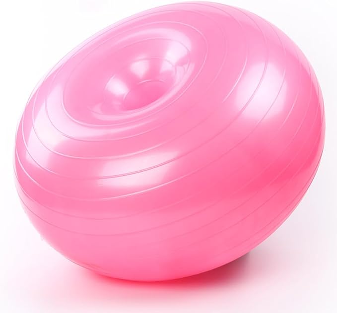 ABOOFAN Donut Yoga Ball PVC Explosion-Proof Balance Exercise Ball with Air Pump Thickened Pink for Core Training and Home Gym Workout