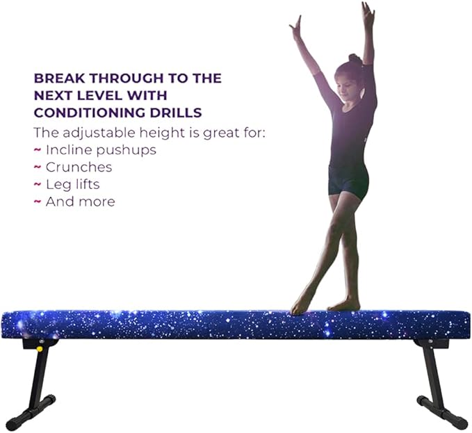 6ft Ultrasimple Adjustable&Foldable Balance Beam,High-Low Floor Beam Suede Gymnastics Equipment,No Tool Require, Gymnastics Beam for Training&Professional HomeTraining