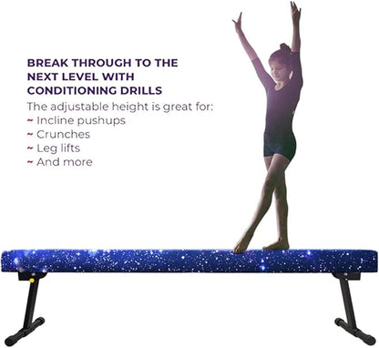 6ft Ultrasimple Adjustable&Foldable Balance Beam,High-Low Floor Beam Suede Gymnastics Equipment,No Tool Require, Gymnastics Beam for Training&Professional HomeTraining