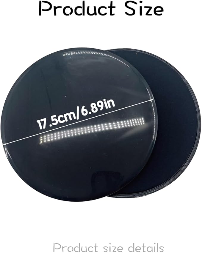 Exercise Sliders for Working Out Black Fitness Discs for Pilates Women Men, 2 Pack