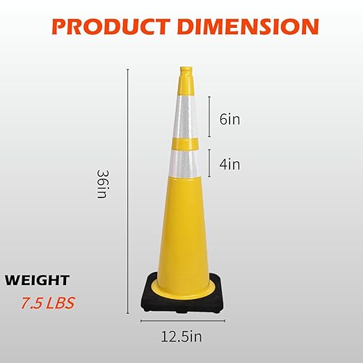 360 Pack 36" Yellow Traffic Cones with Black Base – Bulk Safety Cones for Large Construction Projects, Parking Lots, and Event Use (360, Yellow, 36 Inch)