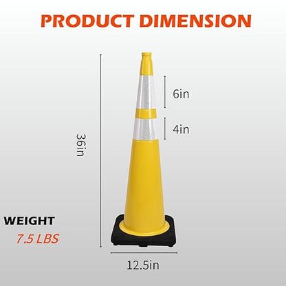 360 Pack 36" Yellow Traffic Cones with Black Base – Bulk Safety Cones for Large Construction Projects, Parking Lots, and Event Use (360, Yellow, 36 Inch)