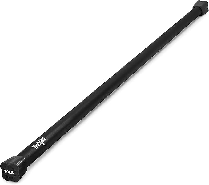 Yes4All Total Body Workout Weighted Bar, Resistance Band Bar, Racks for Strength Training, Exercise Bar for Yoga in Home and Gym - Single/Combo