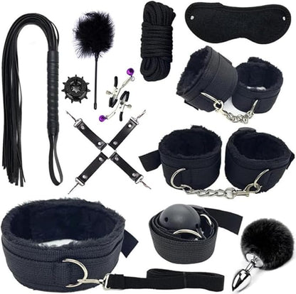 Adjustable Black 12 Piece Outdoor Fitness Set, Multi-Functional Set with Eye Mask, Bedroom Fitness - D16