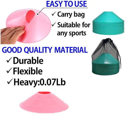 Thicker Disc Cones (Set of 50) Agility Soccer Cones with Carry Bag for Training,Football, Kids, Sports, Field Cone Markers