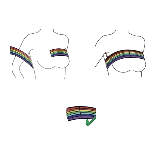 Post Surgical Implant Stabilizer Strap Support Brace Bandage, Breast Augmentation and Reduction Band, Chest Compression Support Band for Large Breast Exercise, Fits Most (Rainbow)
