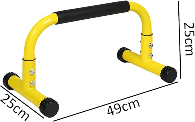 2 Pieces Robust Steel Fitness Stands with Thick Foam Grips Ideal for Arm and Chest Training Yellow Workout Stand Pair