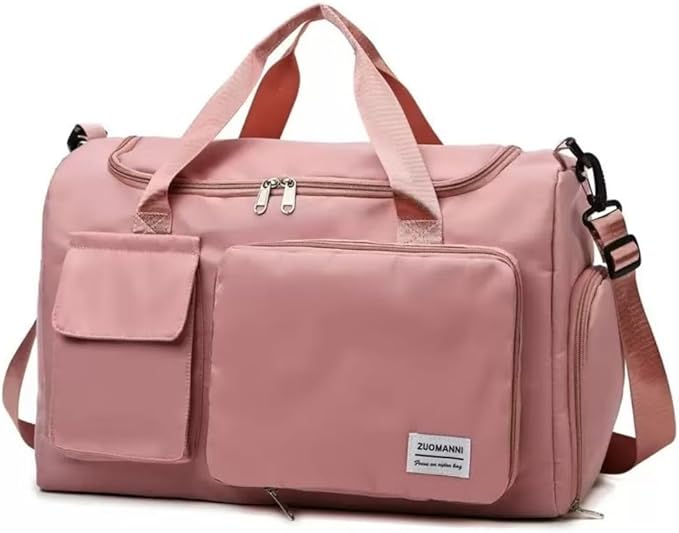 New men's and women's splash proof sports hand travel fitness shopping weekend camping overnight bags. (Pink 2)