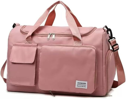 New men's and women's splash proof sports hand travel fitness shopping weekend camping overnight bags. (Pink 2)