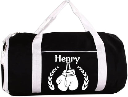 KishKesh Personalized Sports Roll Duffel Bag – Ideal for Boxing, Gym, Workout, Training, & Travel – Durable, Customizable Name & Text – Black, 18" x 10"